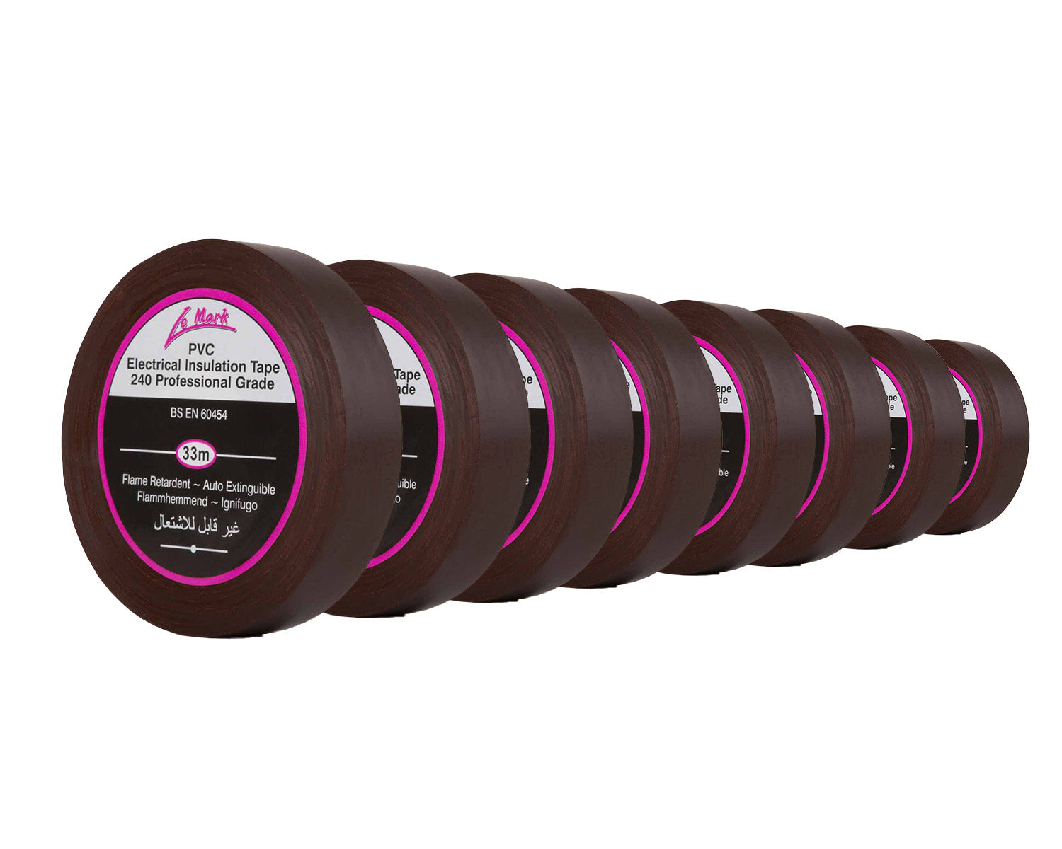 LMKPVCT19BR8 - Le Mark PVC Electrical Insulation Tape 19mm x 33m BROWN *8 PACK* Image 1