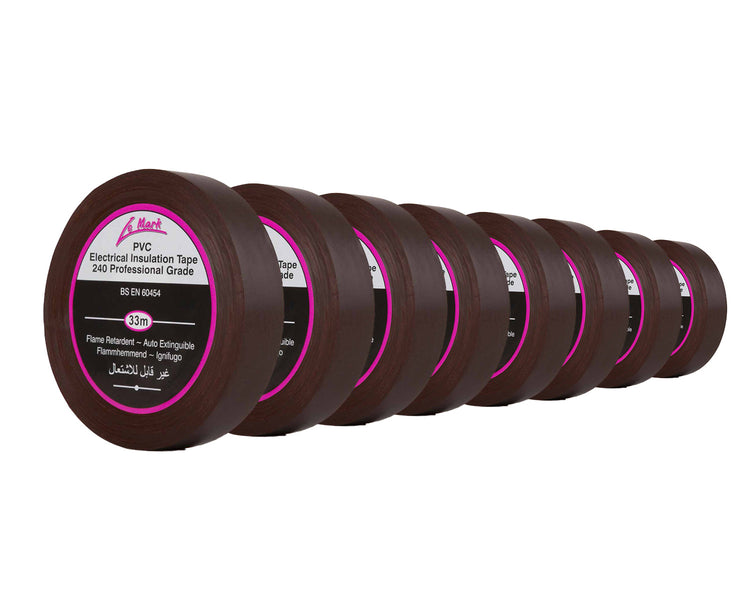 LMKPVCT19BR8 - Le Mark PVC Electrical Insulation Tape 19mm x 33m BROWN *8 PACK* Image 1