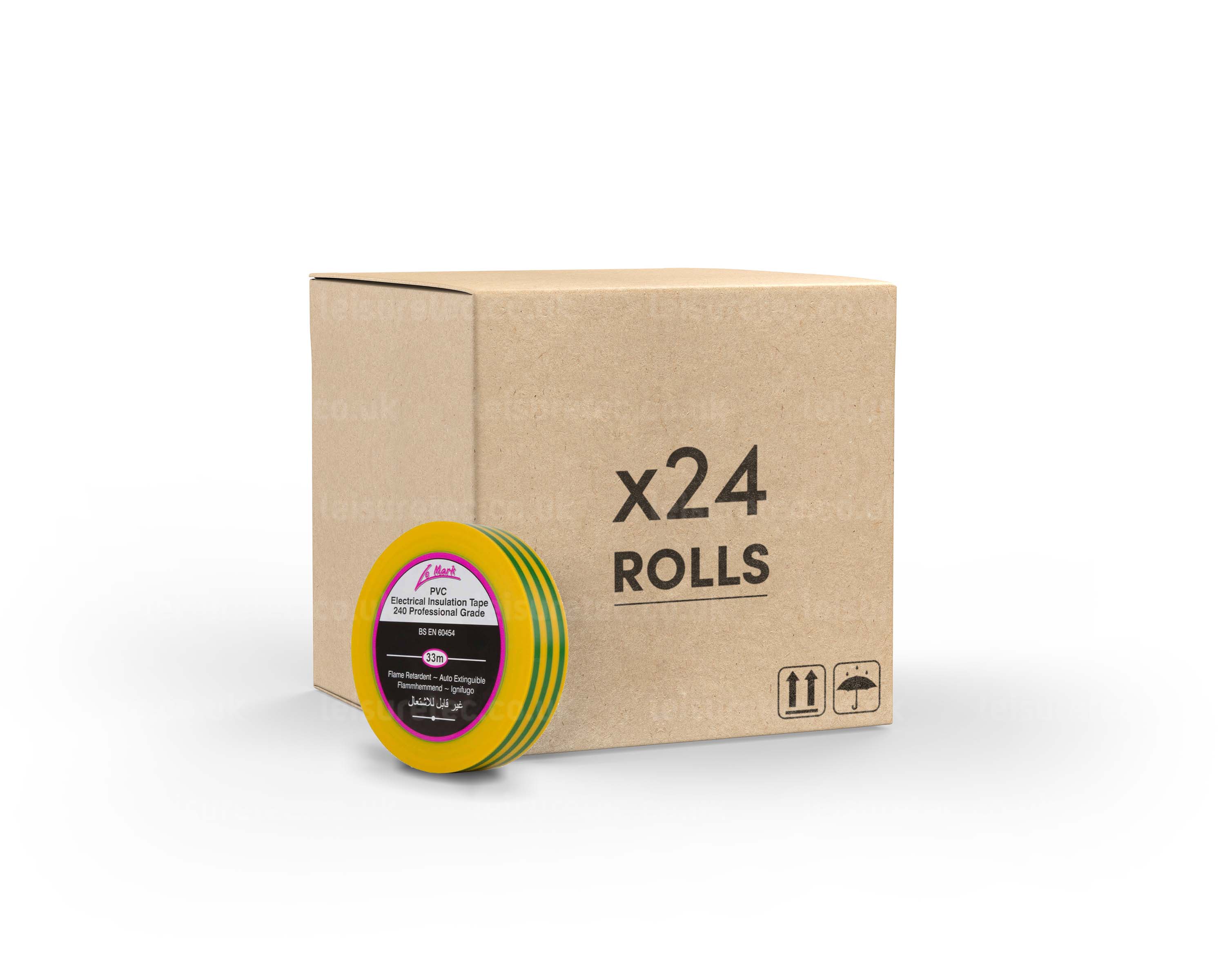 LMKPVCT19E24 - Le Mark PVC Electrical Insulation Tape 19mm x 33m G or Y EARTH *24 PACK* Image 1