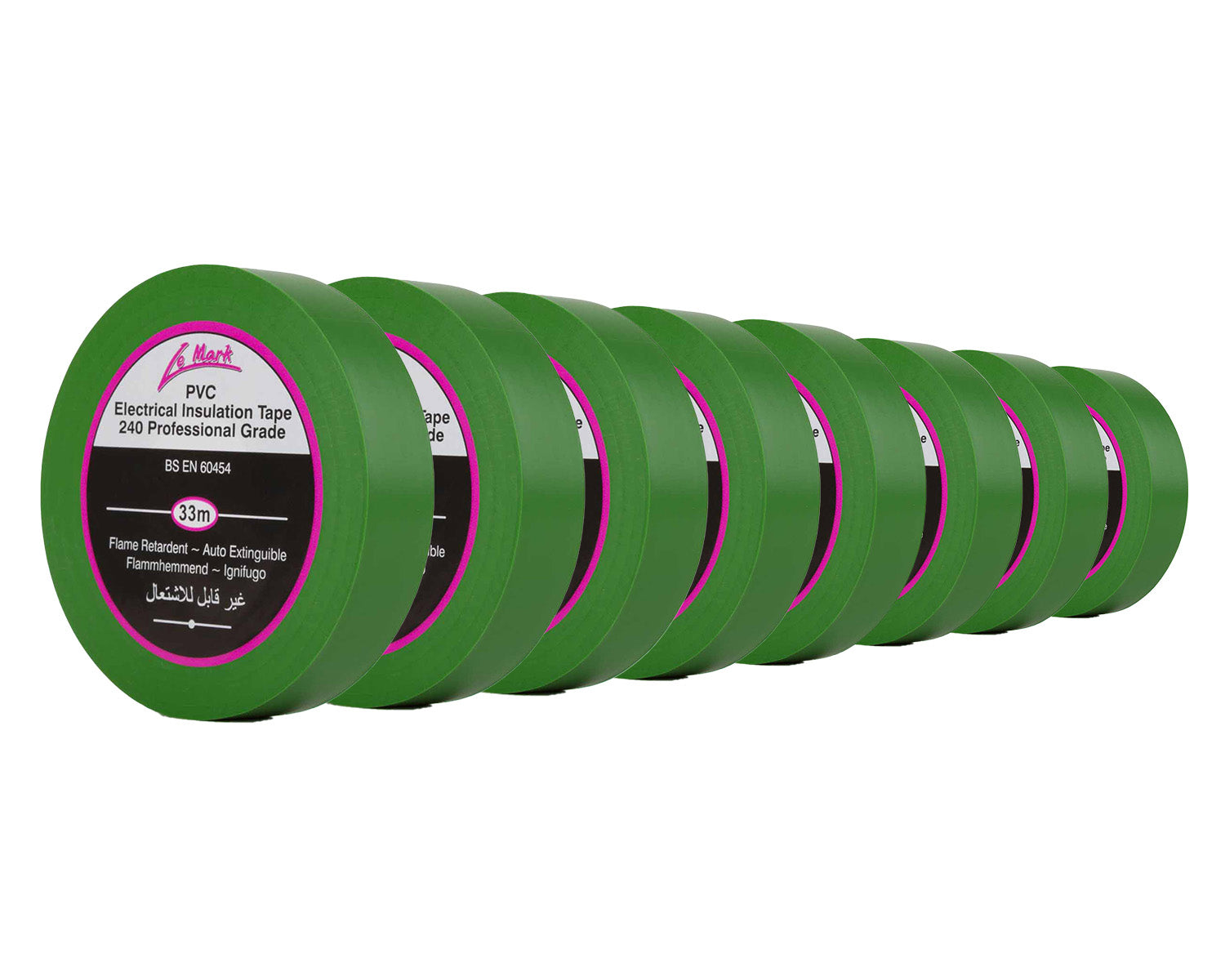 LMKPVCT19GN8 - Le Mark PVC Electrical Insulation Tape 19mm x 33m GREEN *8 PACK* Image 1
