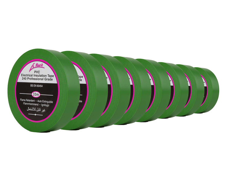 LMKPVCT19GN8 - Le Mark PVC Electrical Insulation Tape 19mm x 33m GREEN *8 PACK* Image 1
