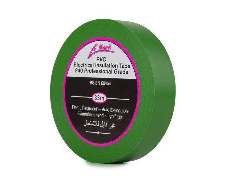 LMKPVCT19GN - Le Mark PVC Electrical Insulation Tape 19mm x 33m GREEN Image 1
