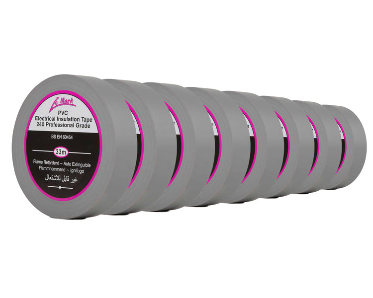 LMKPVCT19GY8 - Le Mark PVC Electrical Insulation Tape 19mm x 33m GREY *8 PACK* Image 1