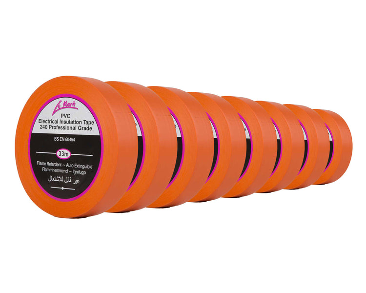 LMKPVCT19OR8 - Le Mark PVC Electrical Insulation Tape 19mm x 33m ORANGE *8 PACK* Image 1