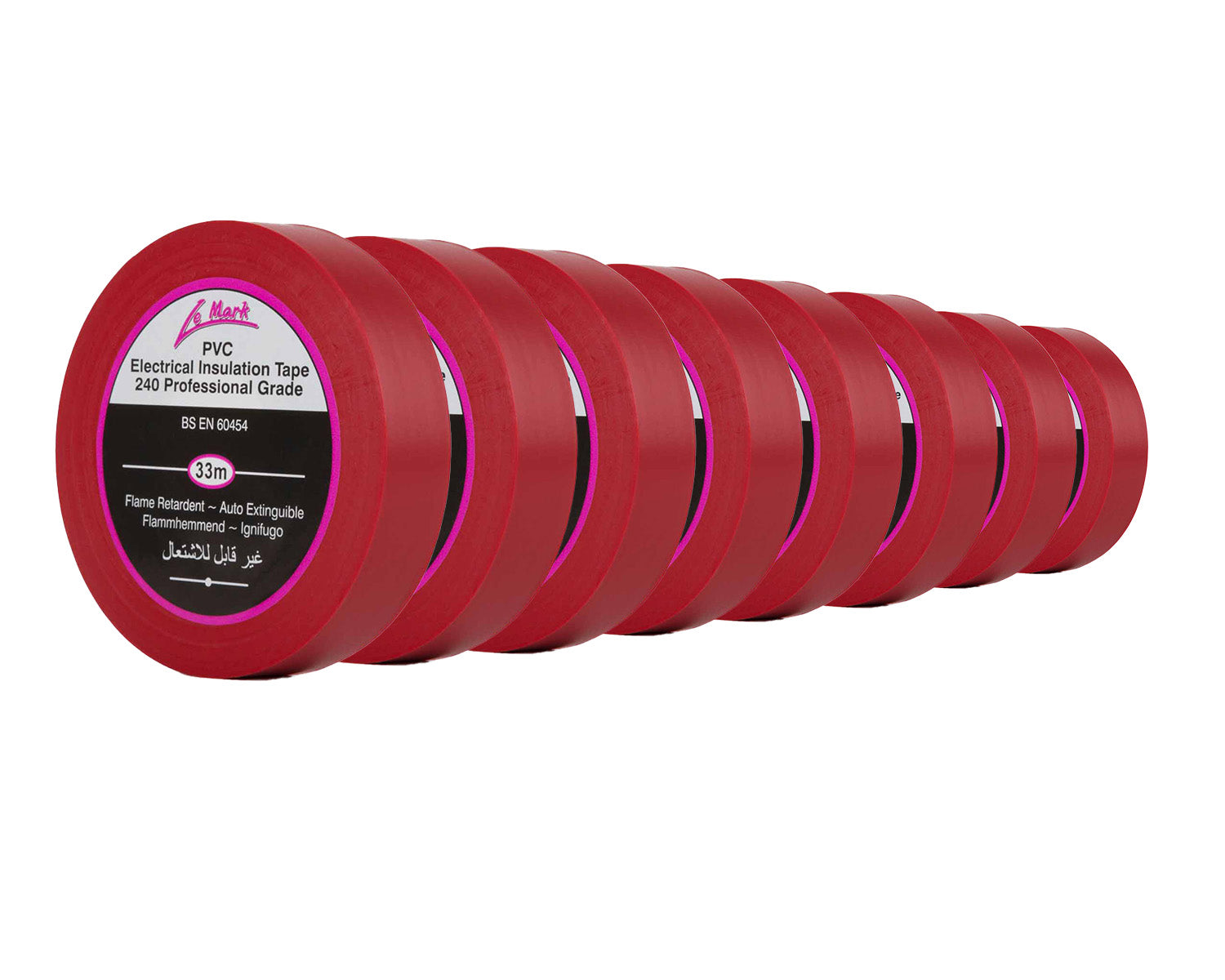 LMKPVCT19R8 - Le Mark PVC Electrical Insulation Tape 19mm x 33m RED *8 PACK* Image 1