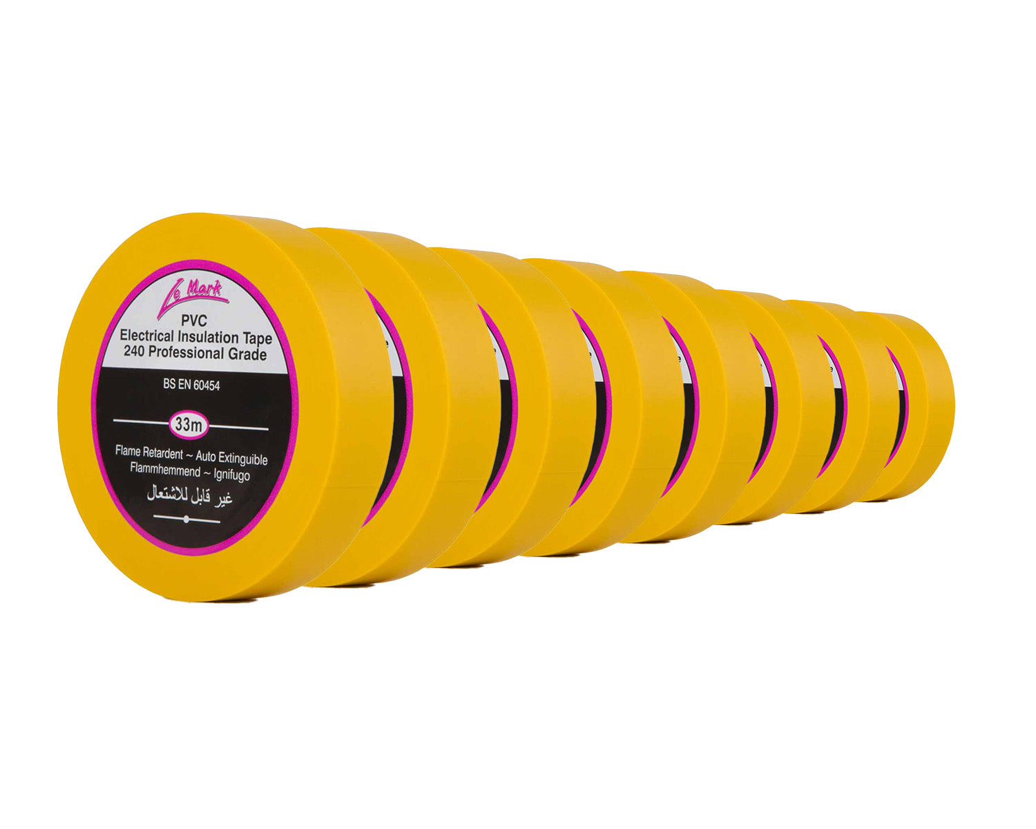 LMKPVCT19Y8 - Le Mark PVC Electrical Insulation Tape 19mm x 33m YELLOW *8 PACK* Image 1