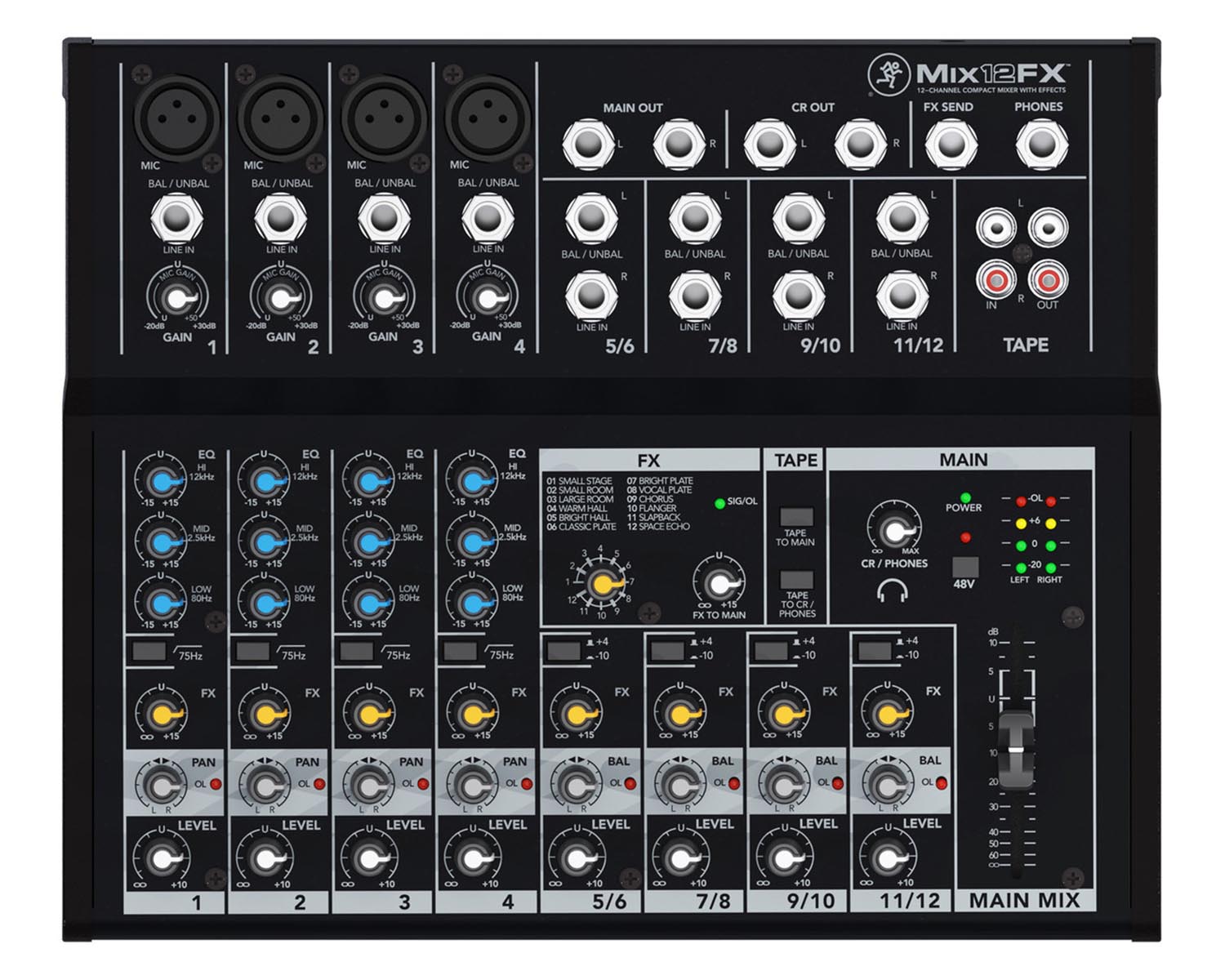 MACMIX12FX - Mackie Mix12FX 12ch Compact Effects Mixer 4 Mic or Line and 4 Stereo Input  Image 2
