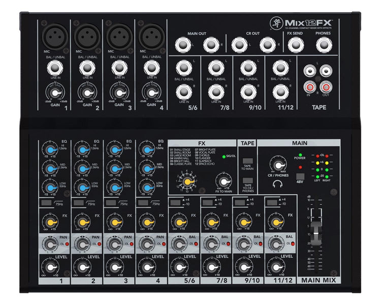 MACMIX12FX - Mackie Mix12FX 12ch Compact Effects Mixer 4 Mic or Line and 4 Stereo Input  Image 2