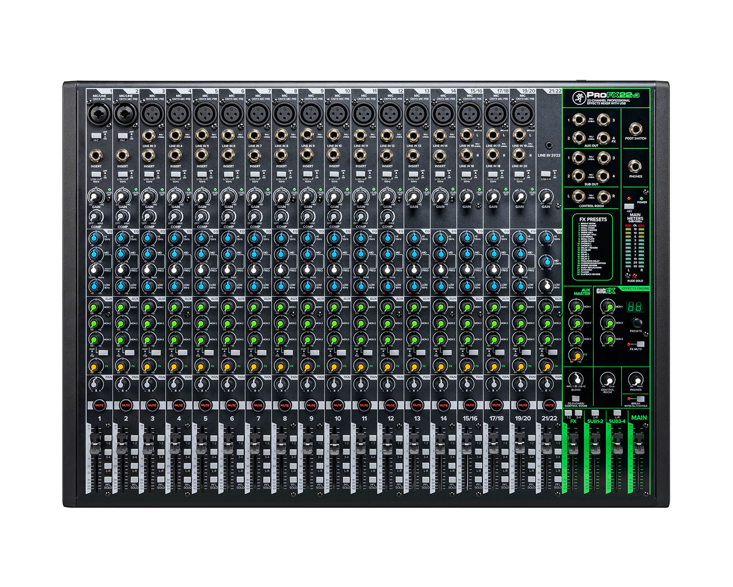 MACPROFX22V3 - Mackie ProFX22v3 22ch Professional 4 Bus Effects Mixer with USB  Image 1
