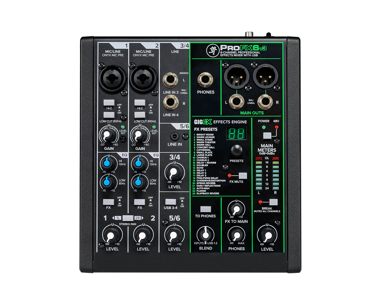 MACPROFX6V3 - Mackie ProFX6v3 6ch Professional Effects Mixer with USB  Image 1