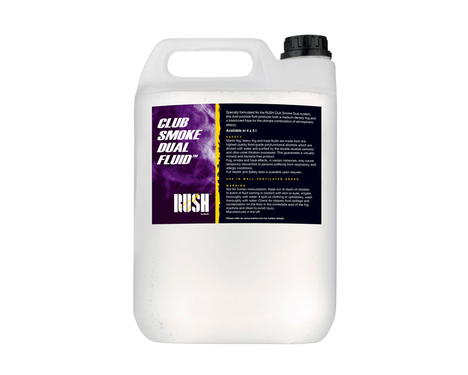 MARRCSDF45 - Martin Professional RUSH Club Smoke Dual  Fluid  Box of 4 x 5 Litre Bottles Image 2