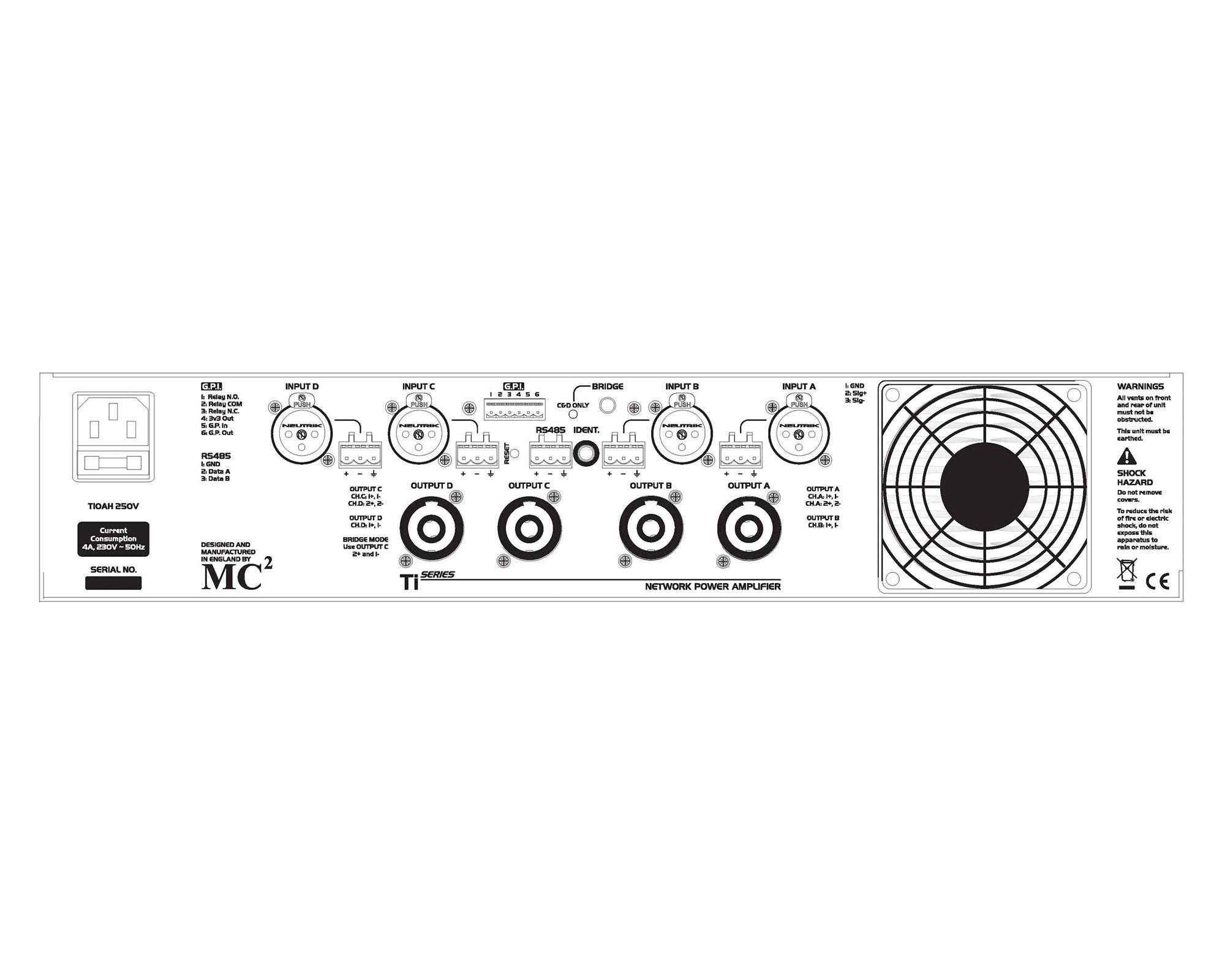 MC2TI4250 - MC2 Audio TI4250 Networkable Fixed Installation Amplifier 4x 300W @ 4ohm Image 2
