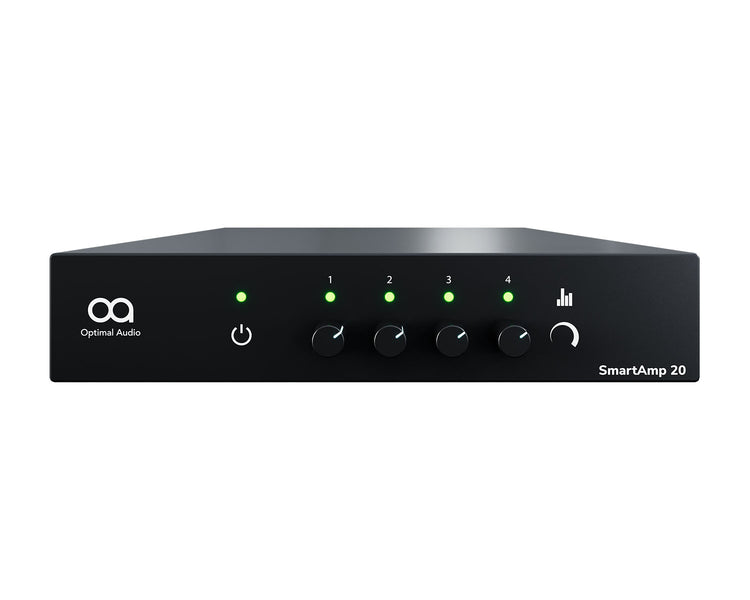 OPASAMP20 - Optimal Audio SmartAmp 20 4x125W Amplifier with Integral DSP 100V Half Rack 1U Image 1