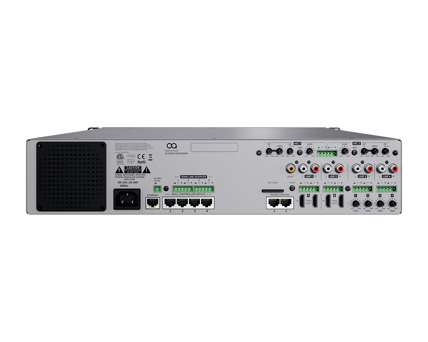 OPAZONE4 - Optimal Audio Zone 4 4 Zone Audio Controller DSP and WebApp 2 Mic or 4 Line Image 3