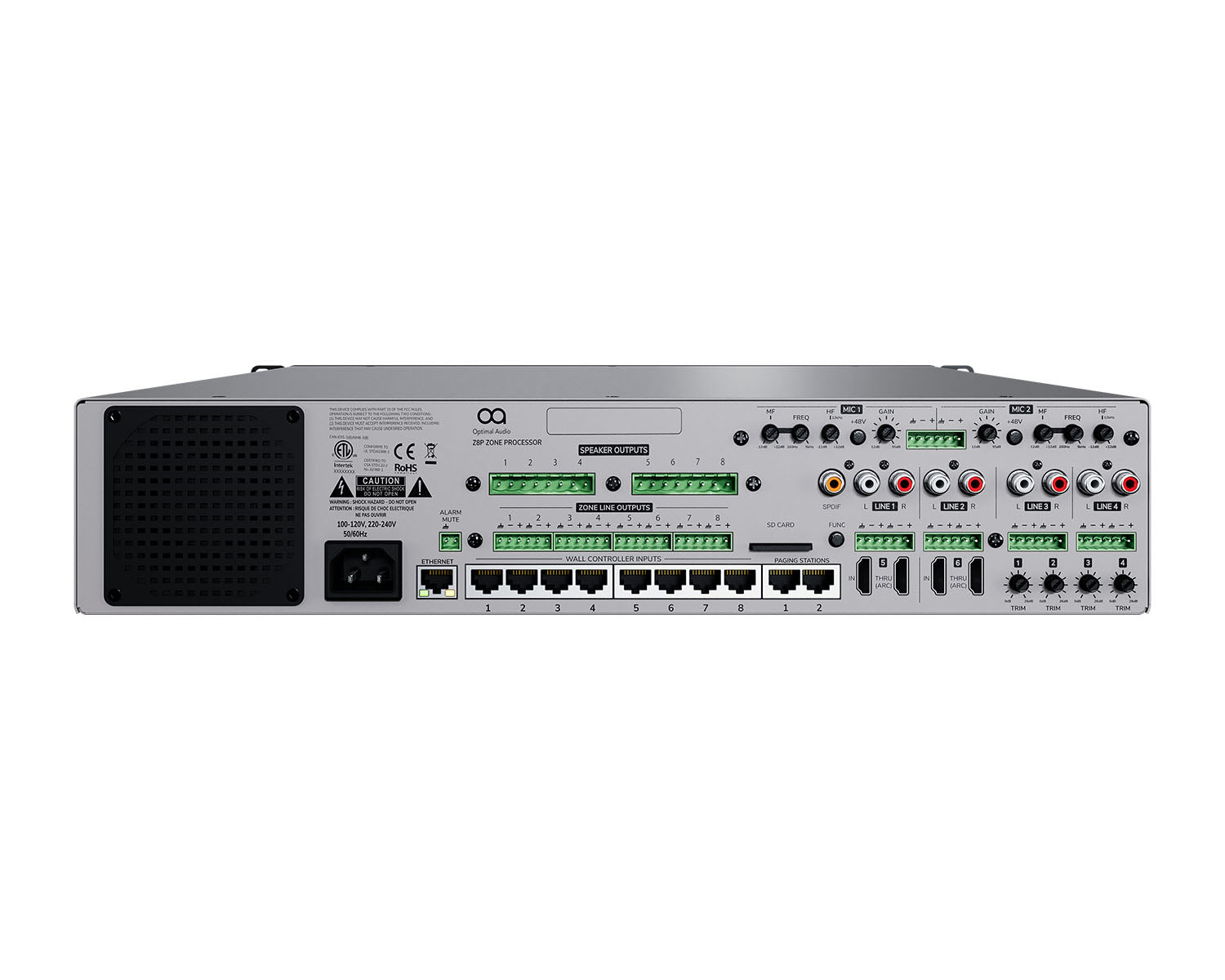 OPAZONE8P - Optimal Audio Zone 8P 8 Zone Powered Audio Control DSP and WebApp 2 Mic or 4 Line Image 3