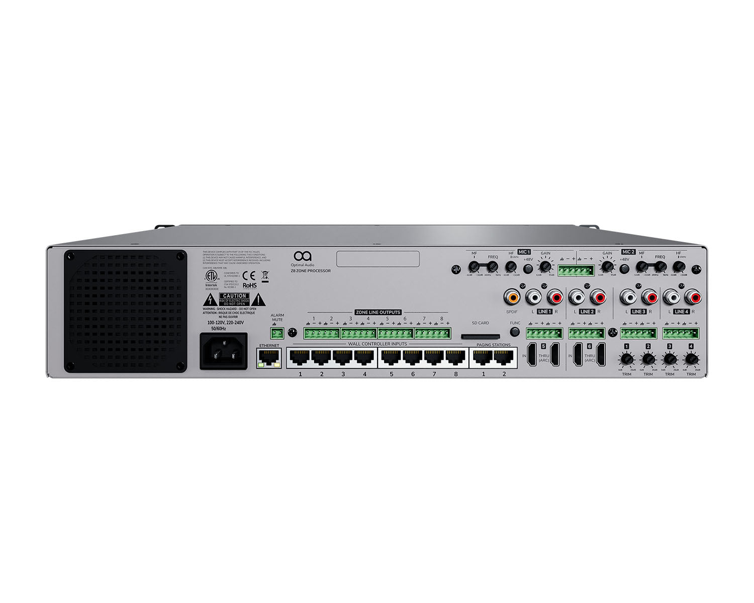 OPAZONE8 - Optimal Audio Zone 8 8 Zone Audio Controller DSP and WebApp 2 Mic or 4 Line Image 3