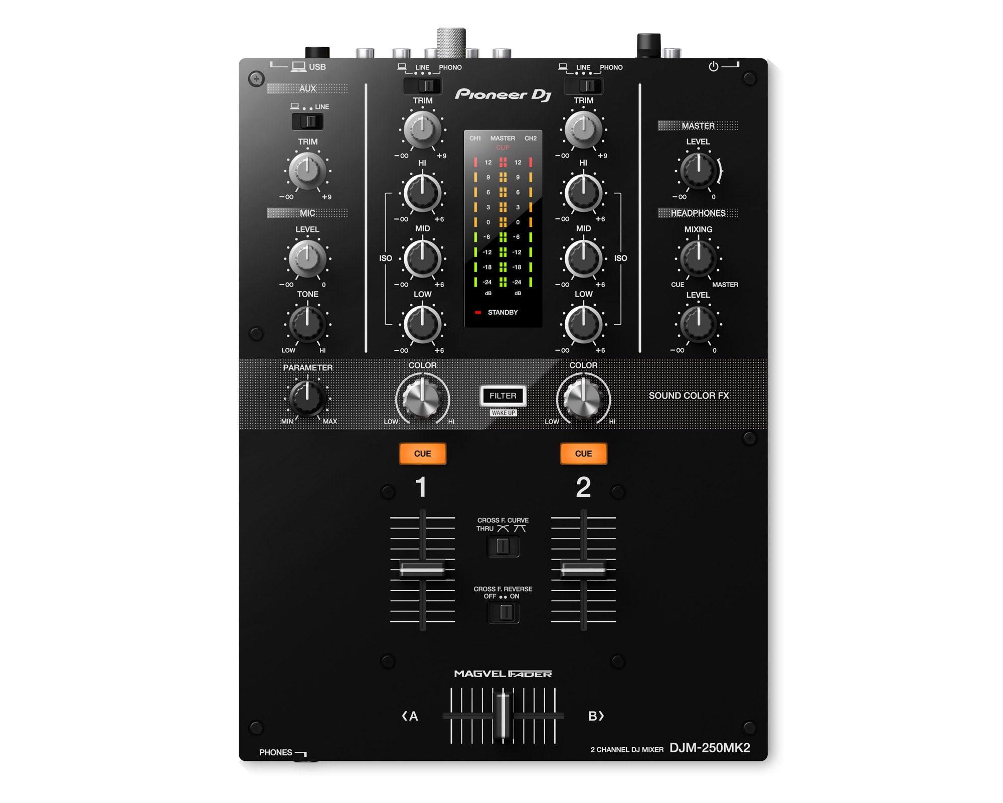 PIODJM250.P - Pioneer DJ DJM 250MK2 2Ch DJ Mixer with USB and On Board Effects BLACK Image 1