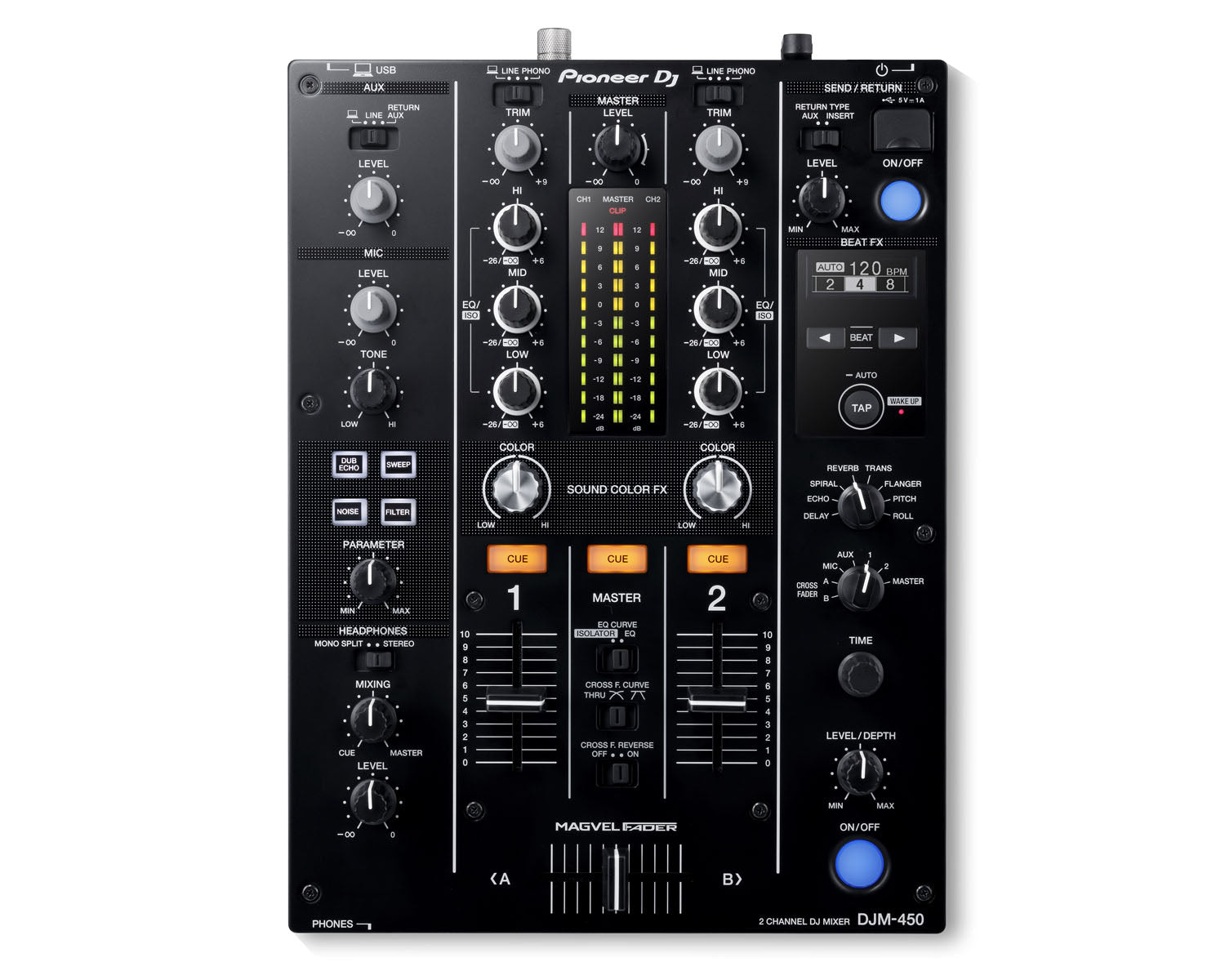 PIODJM450.P - Pioneer DJ DJM 450K 2Ch DJ Mixer with USB and On Board Effects BLACK Image 1