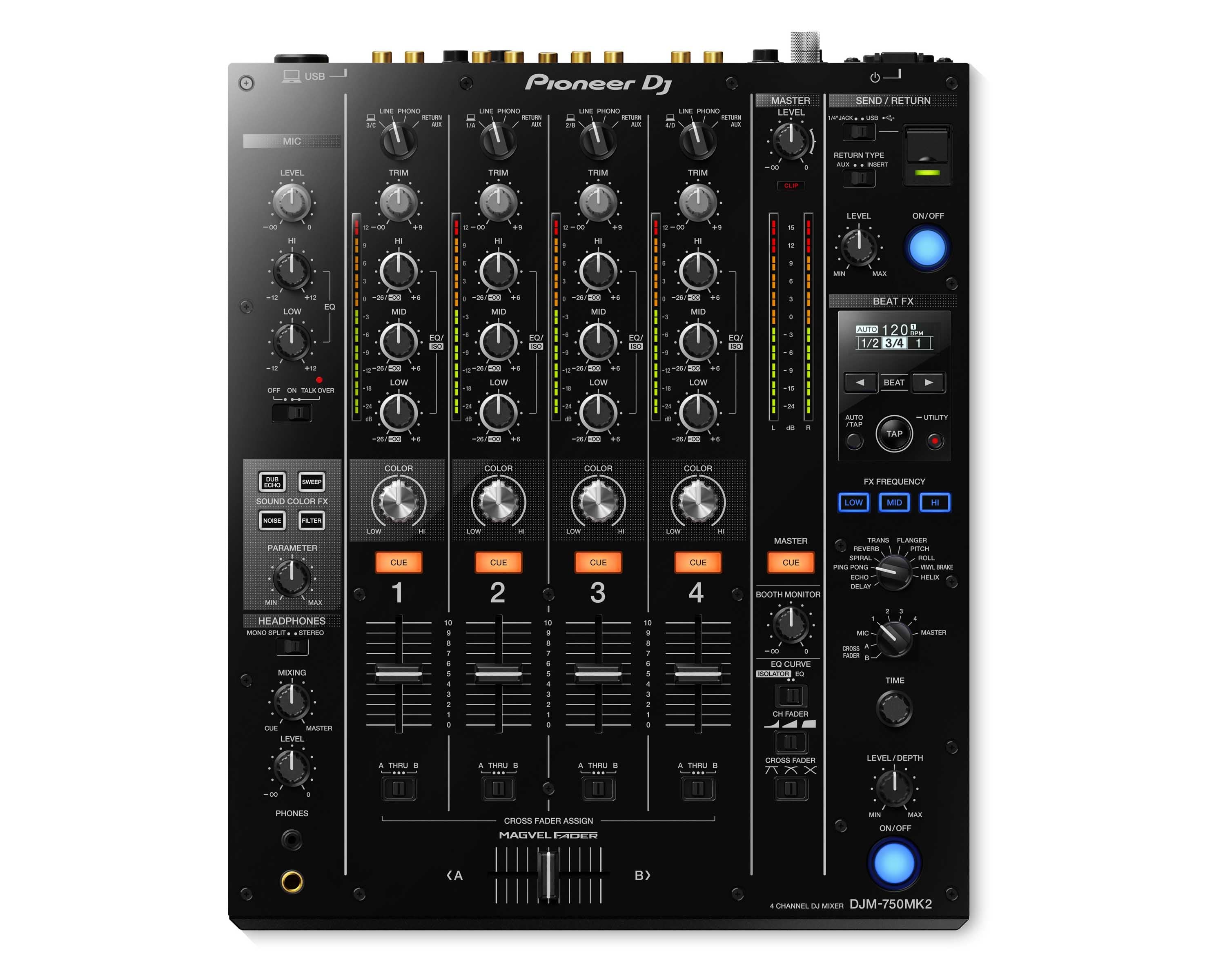 PIODJM750K2.P - Pioneer DJ DJM 750MK2 4Ch 32 Bit Pro Mixer with rekordbox License BLACK Image 1