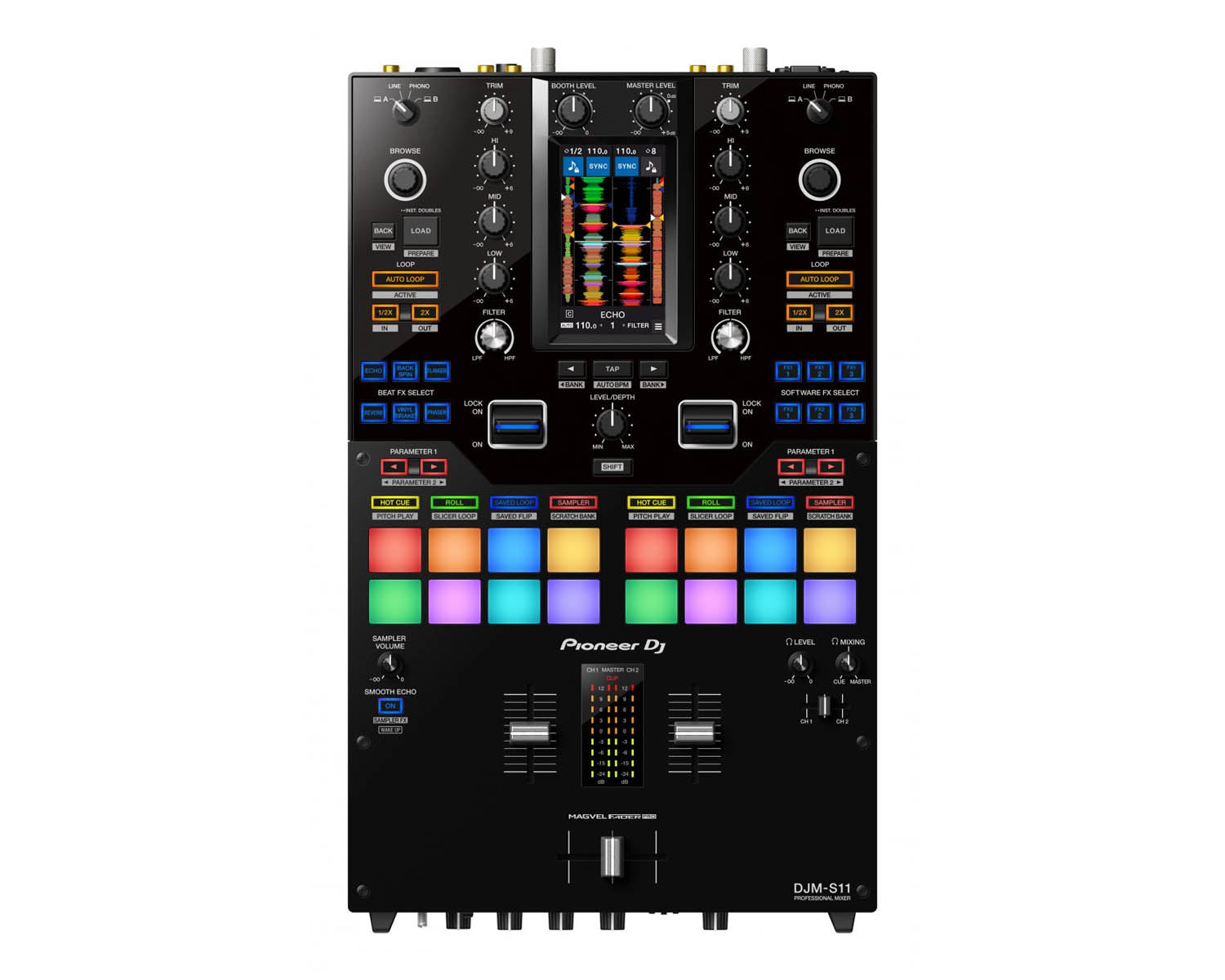 PIODJMS11.P - Pioneer DJ DJM S11 PRO 2 Channel 4 Deck DJ Battle Mixer Image 1