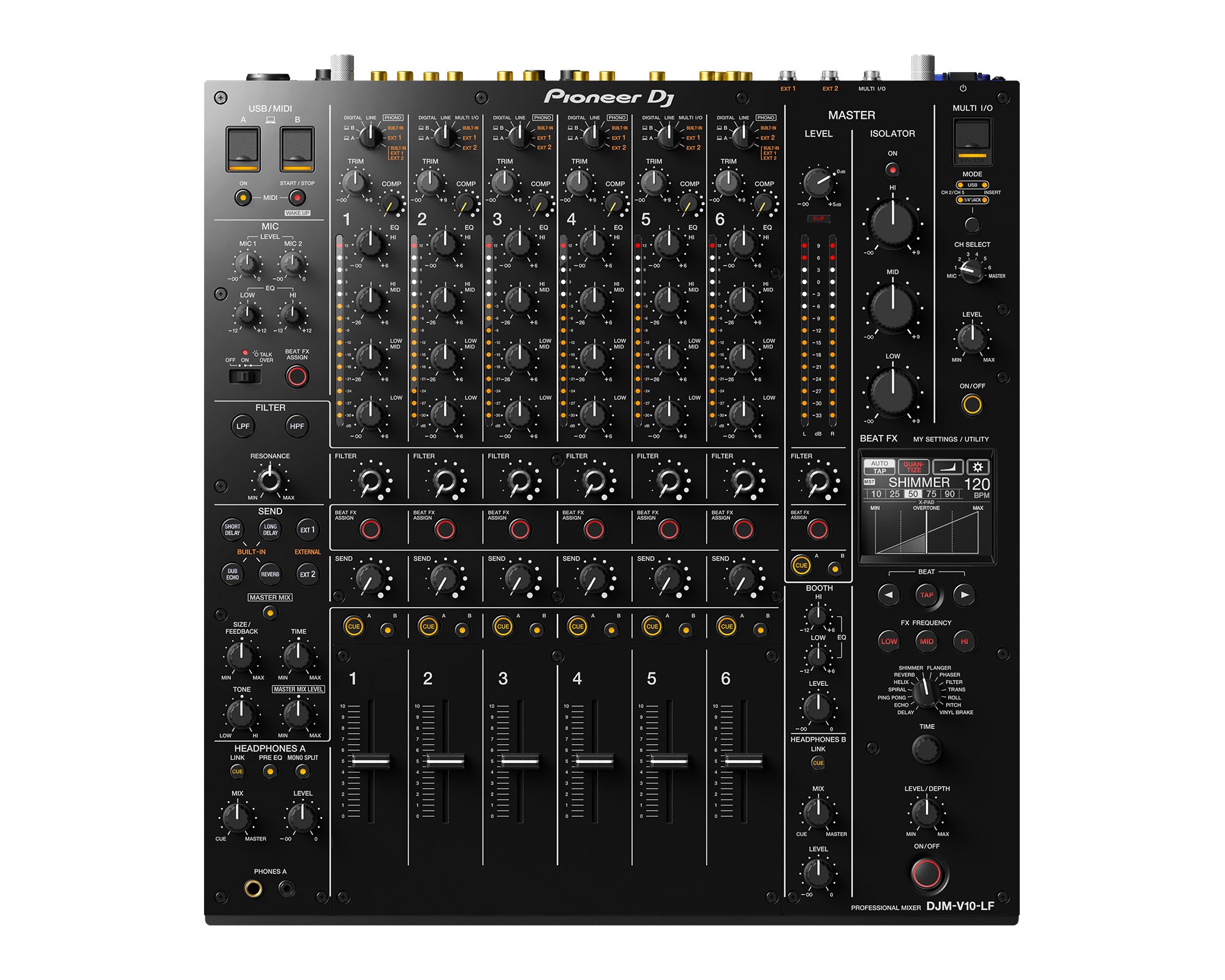 PIODJMV10LF.P - Pioneer DJ DJM V10 LF 6Ch Pro DJ Mixer Long Faders and Optimised Curves Image 1