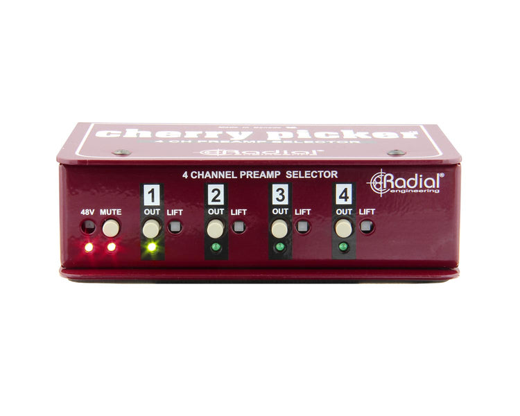 RADCHERRYPICK - Radial Cherry Picker 4 Ch Preamp Selector or Switcher for Single Mic  Image 3