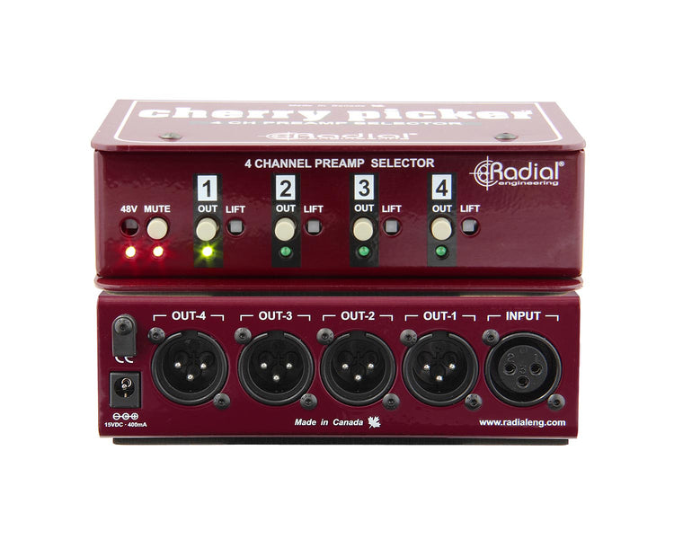 RADCHERRYPICK - Radial Cherry Picker 4 Ch Preamp Selector or Switcher for Single Mic  Image 5
