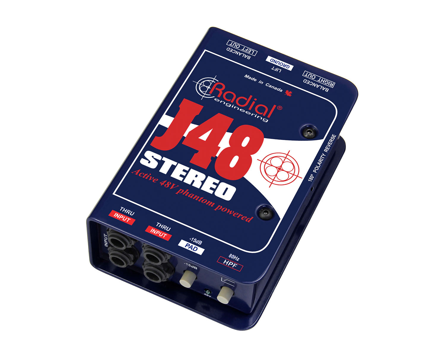 RADJ48S - Radial J48 Stereo Phantom Powered (48V) Active Direct Box Image 1