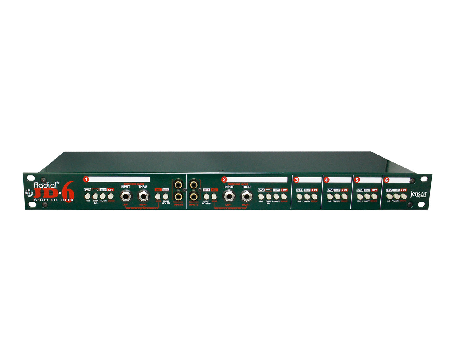 RADJD6 - Radial JD6 6 Channel Rackmount DI Box 1U (Equivalent to 6xJDI)  Image 1