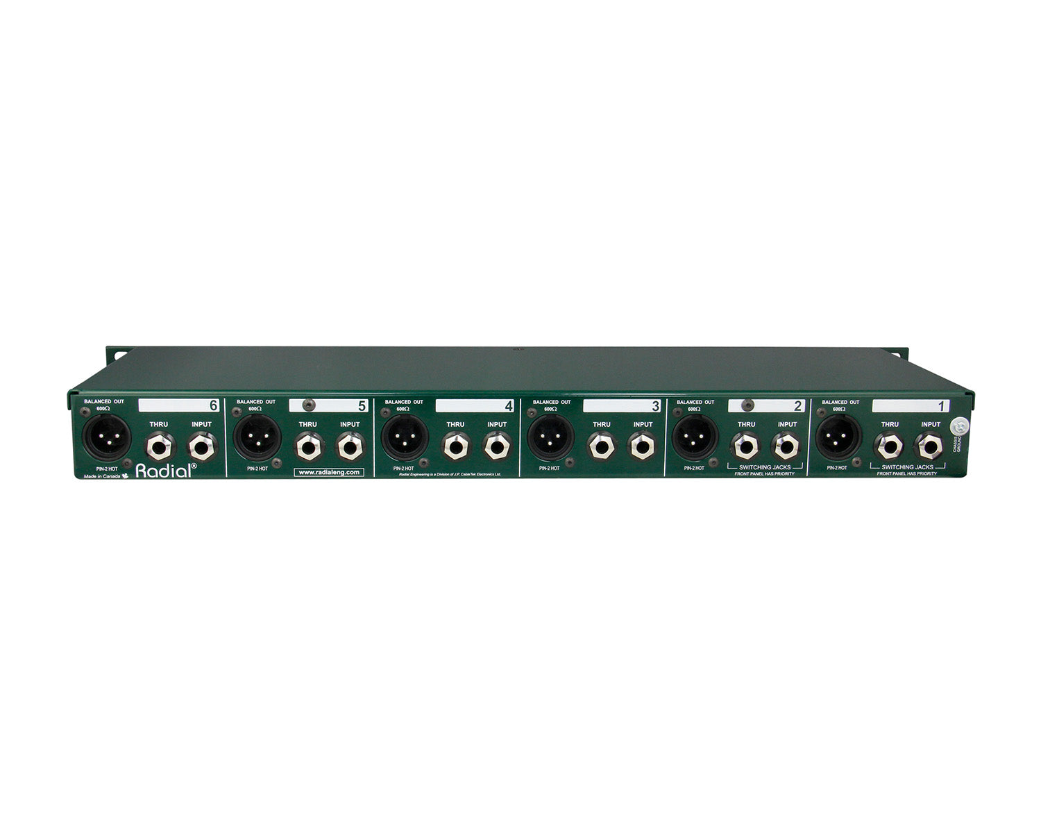 RADJD6 - Radial JD6 6 Channel Rackmount DI Box 1U (Equivalent to 6xJDI)  Image 4