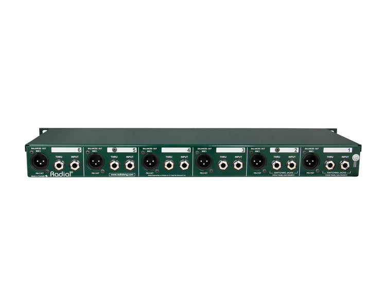 RADJD6 - Radial JD6 6 Channel Rackmount DI Box 1U (Equivalent to 6xJDI)  Image 4