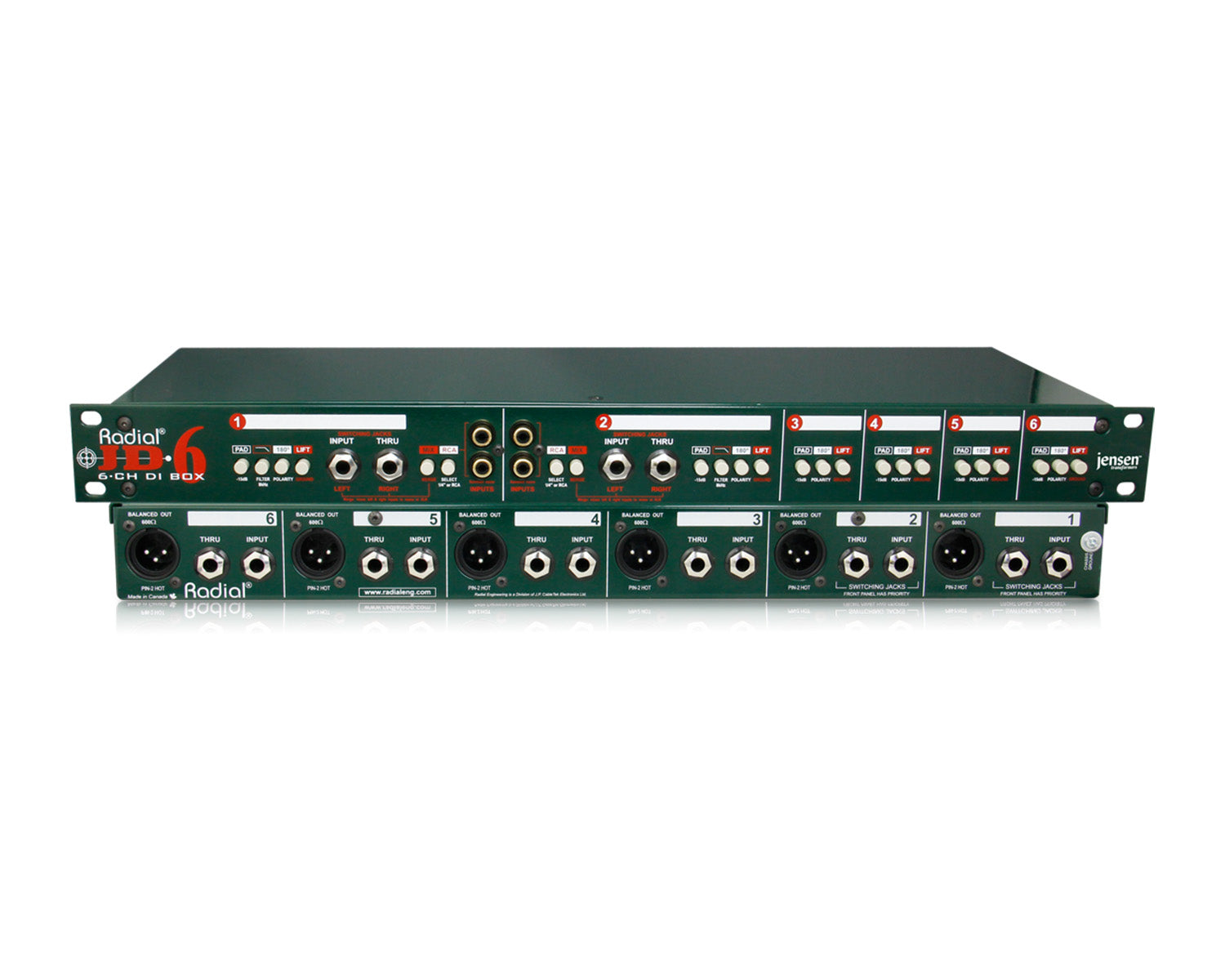 RADJD6 - Radial JD6 6 Channel Rackmount DI Box 1U (Equivalent to 6xJDI)  Image 5