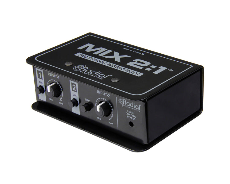 RADMIX21 - Radial MIX 2:1 2 Channel Passive Audio Combiner and Mixer 2 In or 2 Out  Image 1