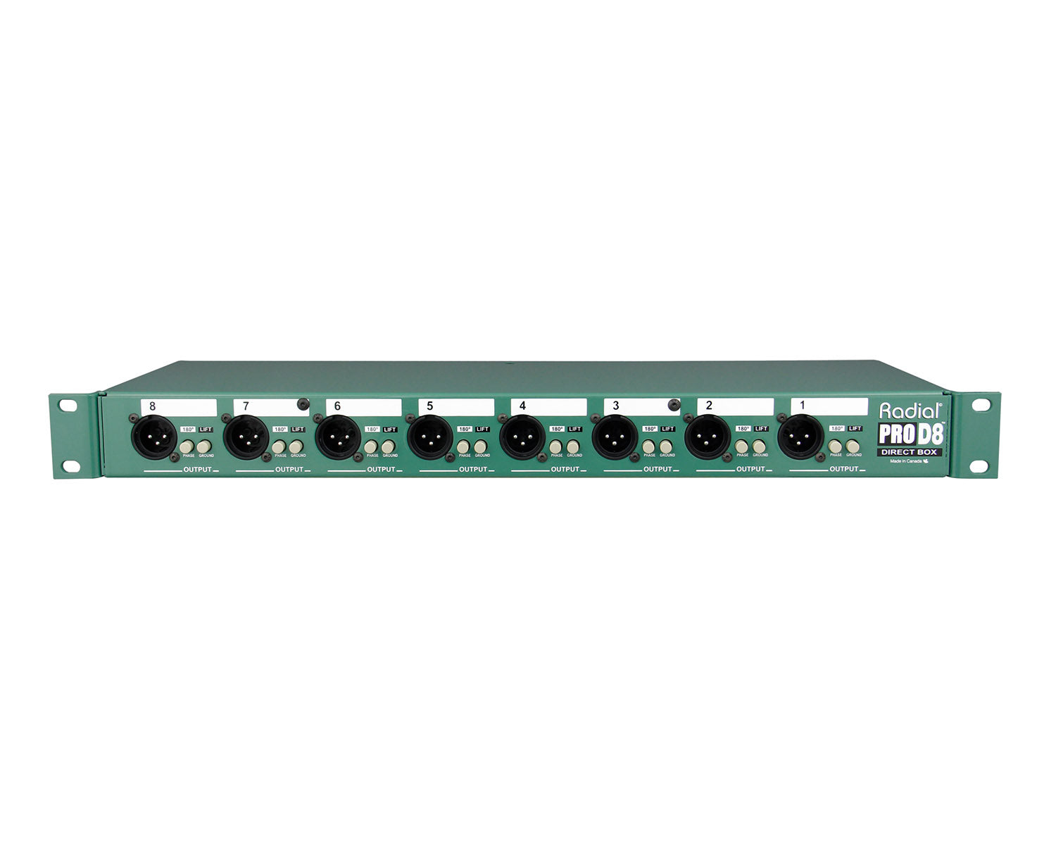 RADPROD8 - Radial ProD8 8 Way Rack Mount DI Box with Reversible Rack Ears 1U  Image 1