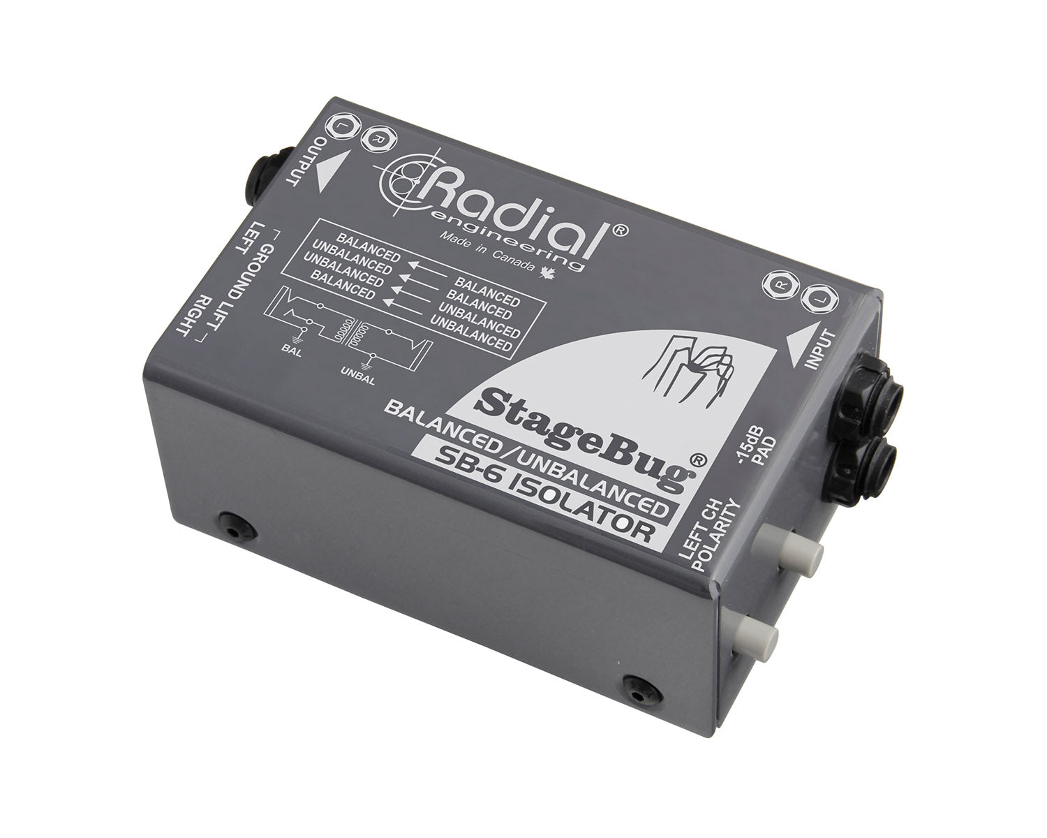 RADSBSB6 - Radial StageBug SB 6 2 ch Passive Stereo Isolator Bal or Unbalanced Signals Image 1