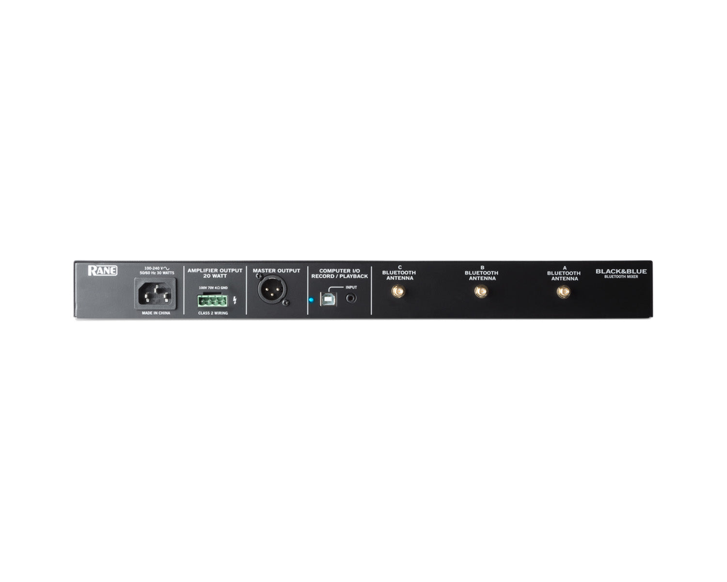 RANBKANDBL - RANE BLACK and BLUE 3Ch Bluetooth Mixer Amp Line or USB Out 20W or 100V 1U Image 2