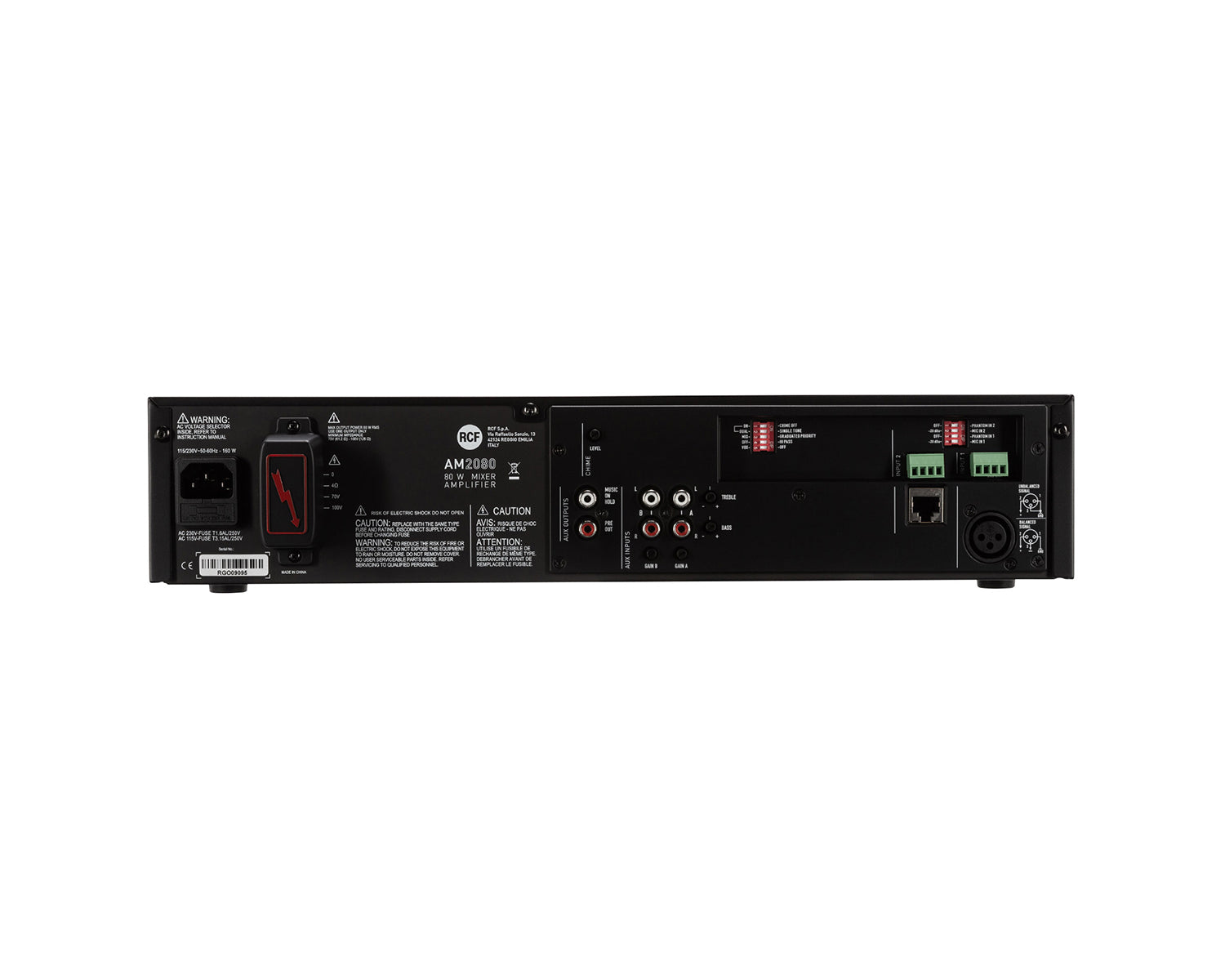 RCFAM2080 - RCF AM2080 Mixer Amplifier 2 Mic or Line Input 100V 80W Image 5