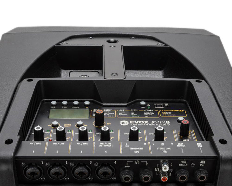 RCFEVOXJ8MIX - RCF EVOXJMIX8 8x2inch and 12inch Active 2 Way Column PA Speaker and Mixer Black Image 8