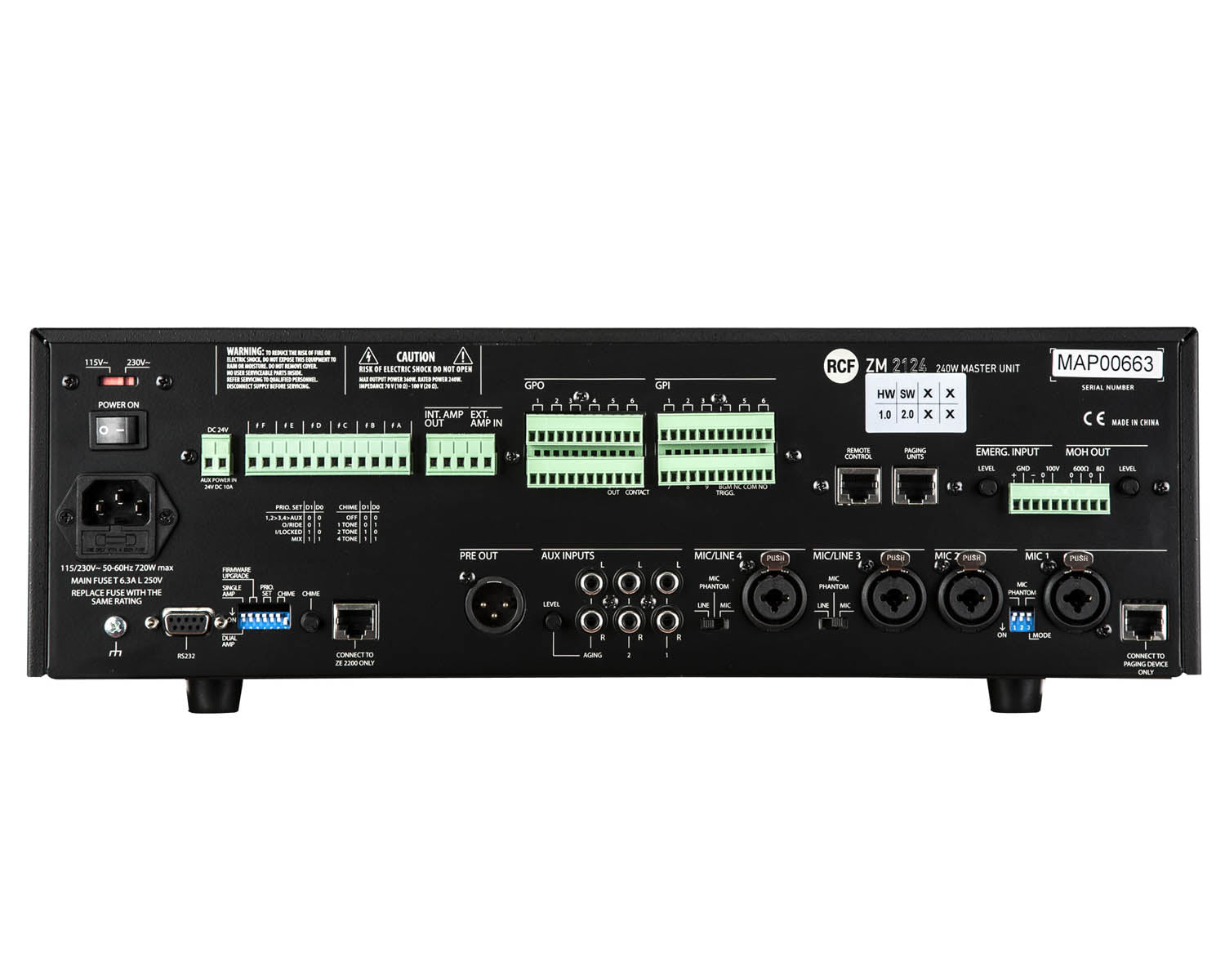 RCFZM2124 - RCF ZM2124 Powered Master Unit with 4 Inputs (2xMic or 2xUniversal) Image 2