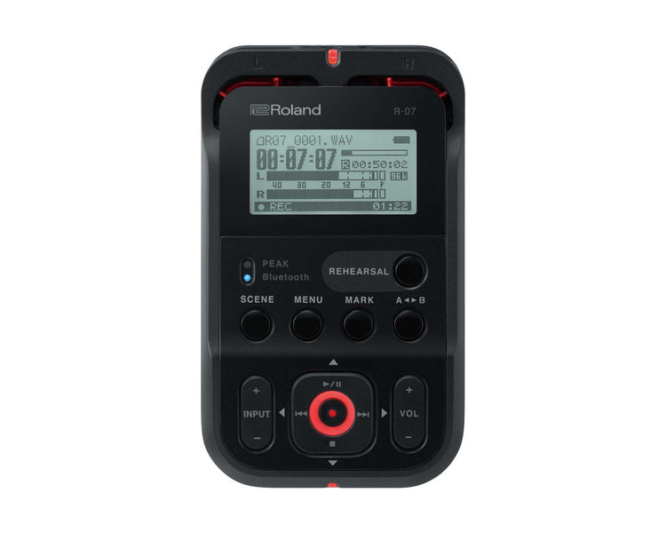 ROLR07 - Roland Pro AV R 07 Handheld High Resolution Audio Recorder and Bluetooth Black Image 1