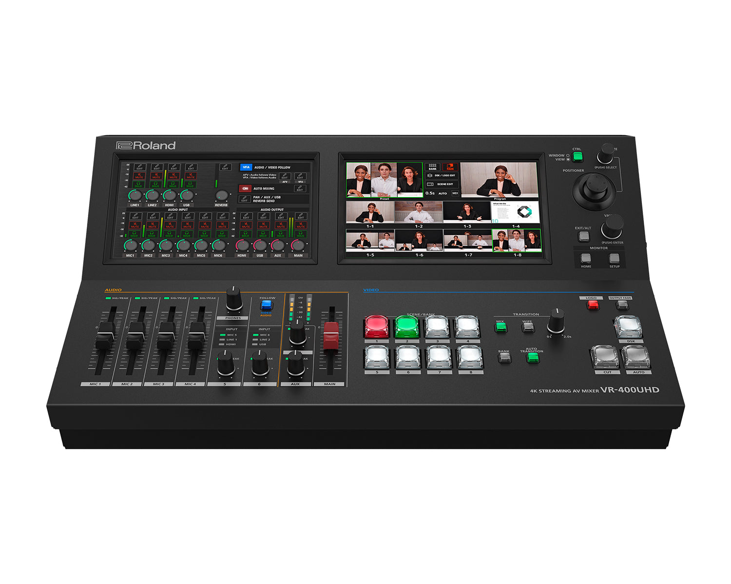ROLVR400UHD - Roland Pro AV VR 400UHD 4K Streaming AV Mixer with Dual 7inch Touchscreens Image 1