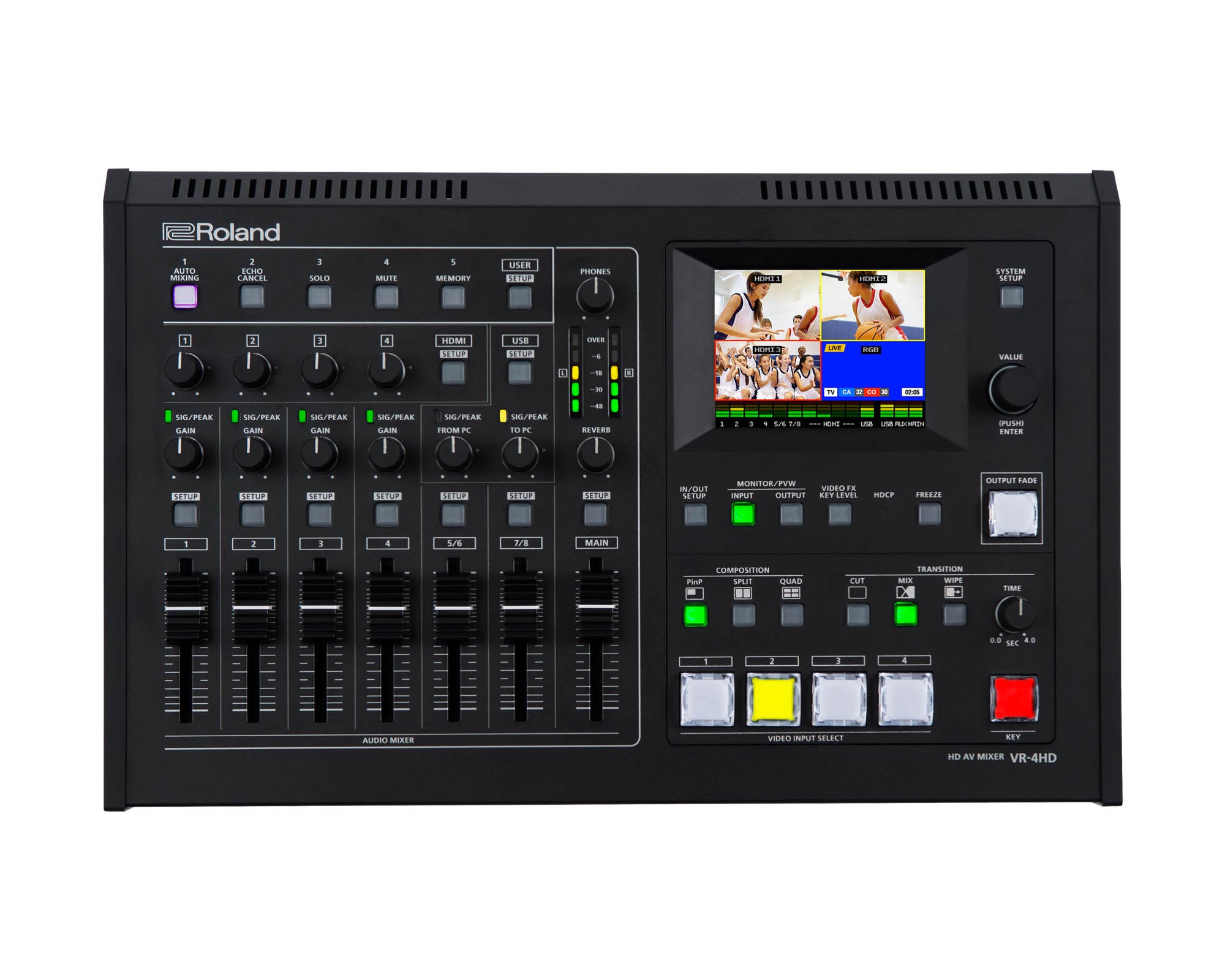 ROLVR4HD - Roland Pro AV VR 4HD HD AV Mixer 4Ch with HDMI in or out and Touch Multi Viewer Image 1