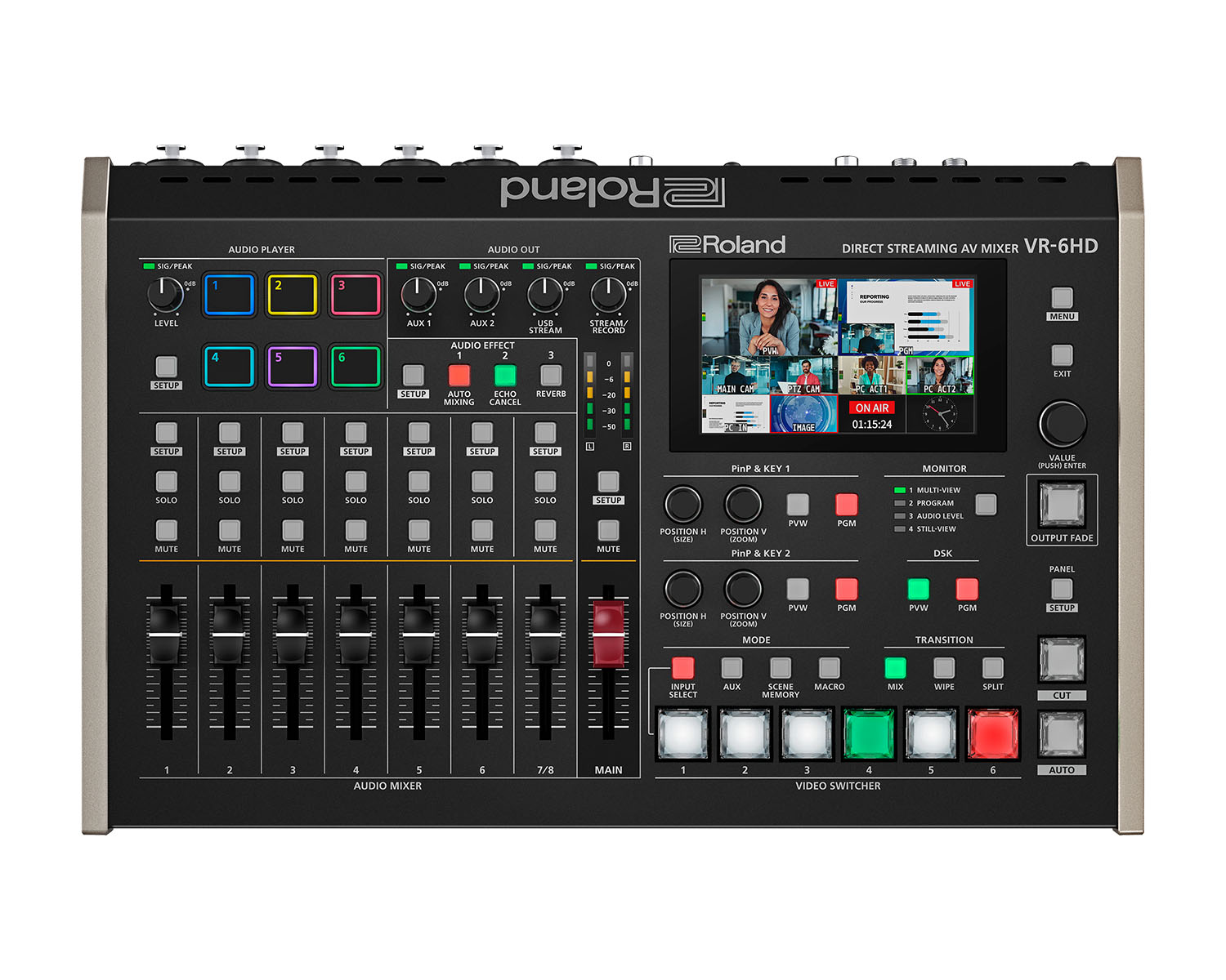 ROLVR6HD - Roland Pro AV VR 6HD Direct Streaming AV Mixer HDMI 6 In or 3 Out and USB C Streaming Image 3