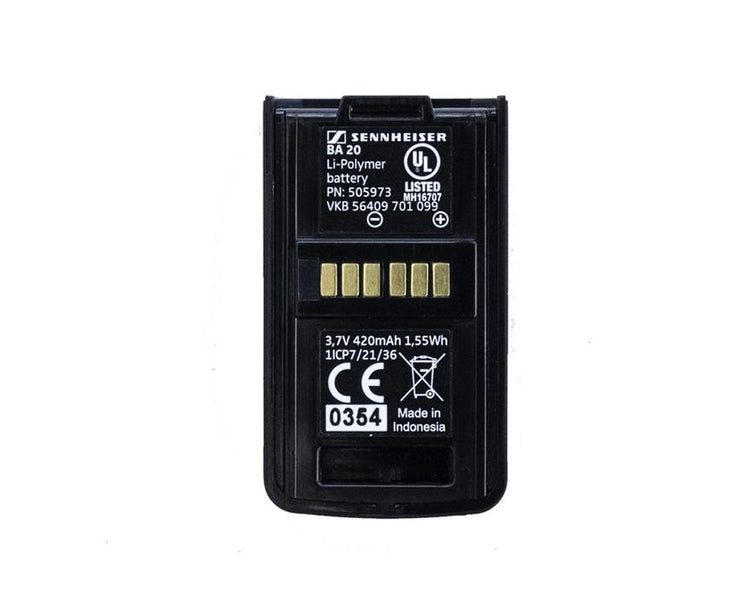SENBA20 - Sennheiser BA20 Rechargeable Li ion Battery Pack for EKP AVX Receiver Image 1