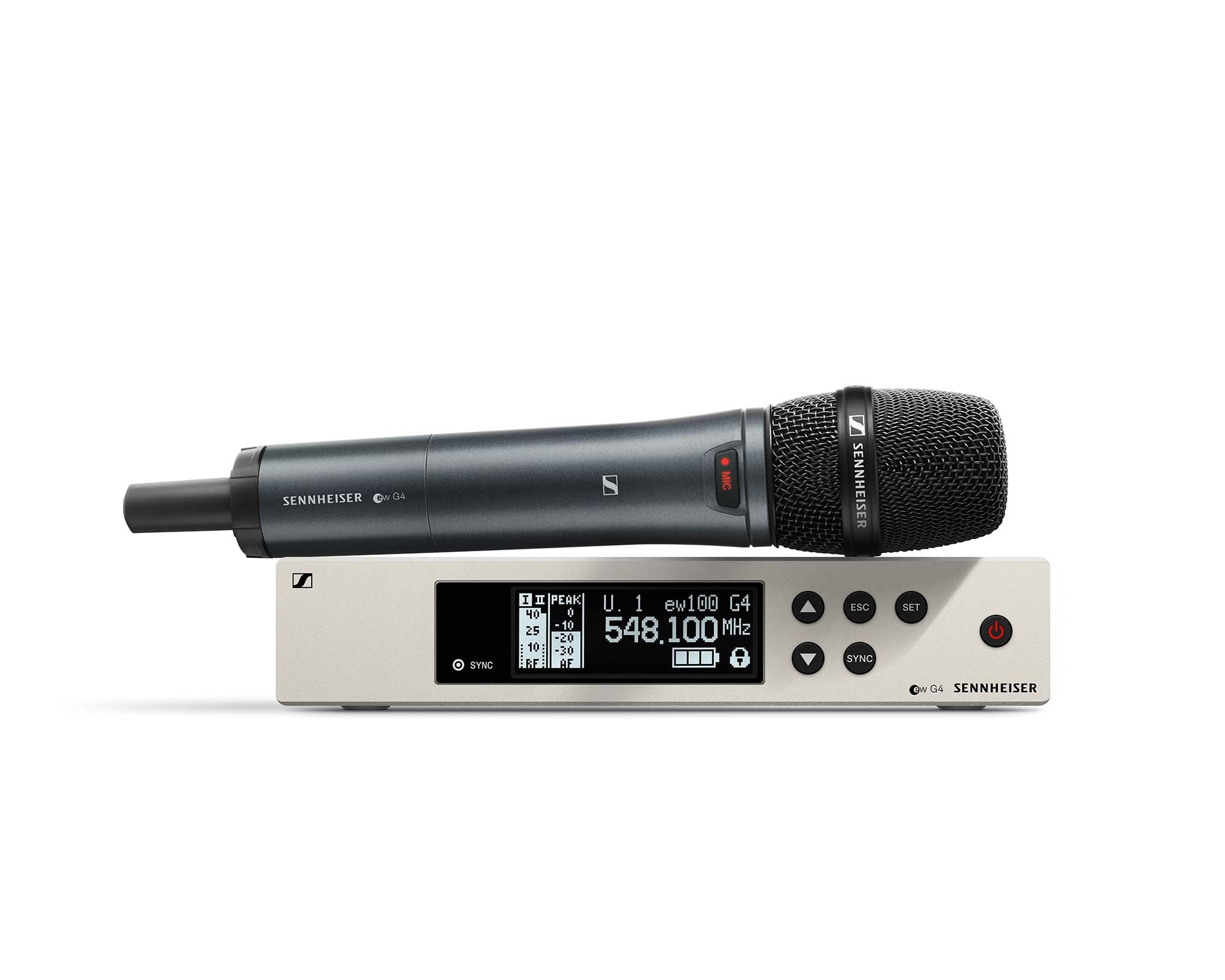 SENEW1008338 - Sennheiser EW100 G4 GB Handheld Mic System with 835S Cardioid Txmitter CH38 Image 1