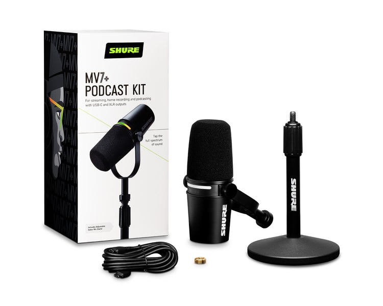 SHUMV7KBNDL - Shure MV7 and K BNDL Dynamic Podcast LED Microphone with Stand Black Image 1