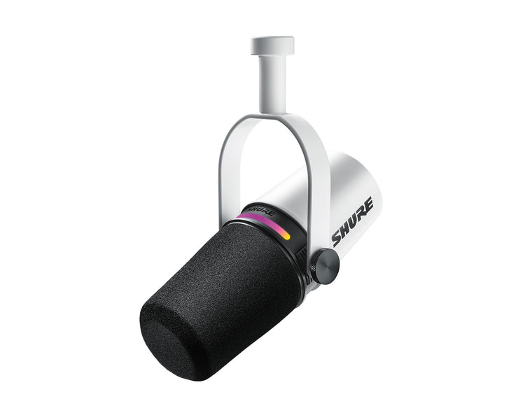 SHUMV7W - Shure MV7 and W Dynamic Podcast LED Microphone White Image 1