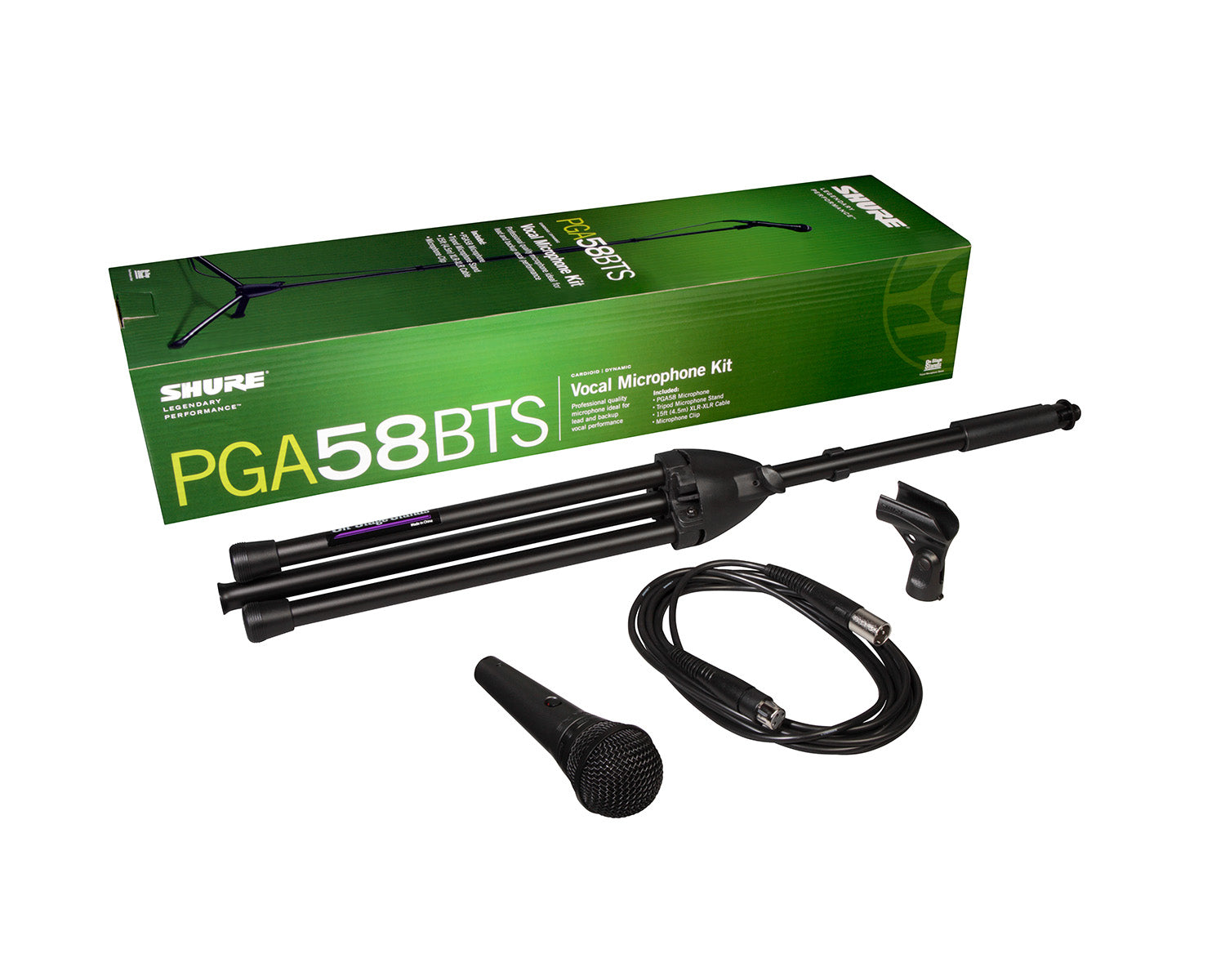 SHUPGA58BTS - Shure PGA58BTS Cardioid Dynamic Microphone XLR Cable and Tripod Stand Image 1