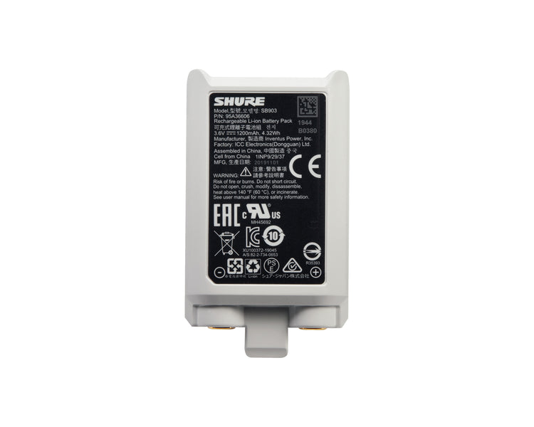 SHUSB903 - Shure SB903 Rechargeable Battery for SLX D Wireless Mic Systems Image 1