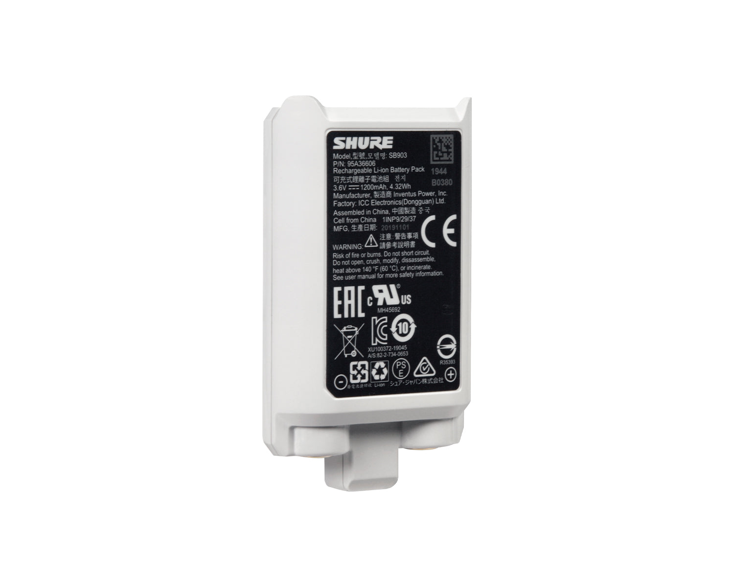 SHUSB903 - Shure SB903 Rechargeable Battery for SLX D Wireless Mic Systems Image 2